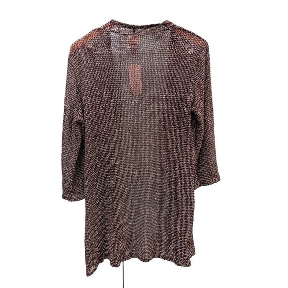 Chico's chicos Sz 1 Medium Black Open Front 3/4 Sleeve Lightweight Jacket Knit - Picture 5 of 9